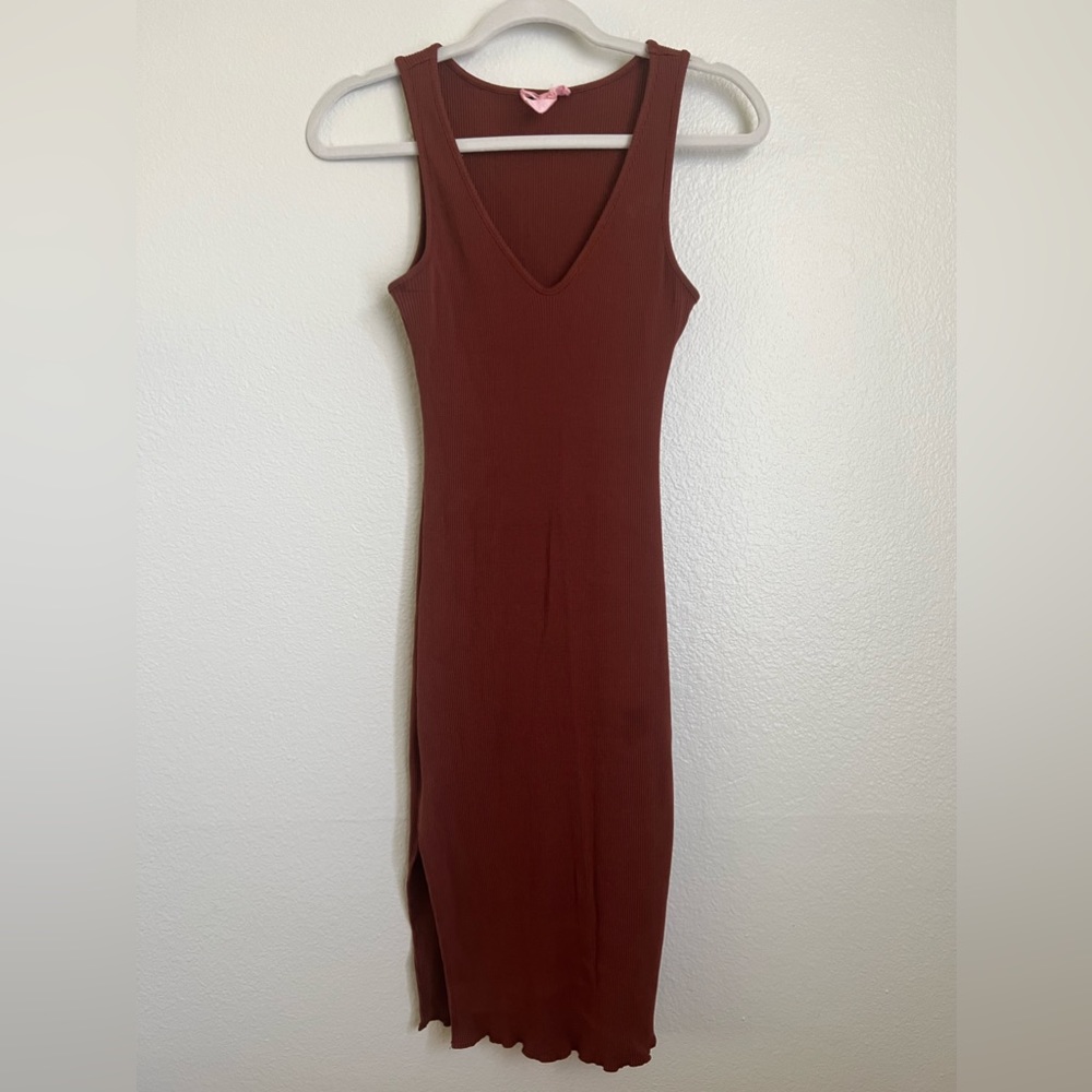 Midi Burnt Orange ribbed dress